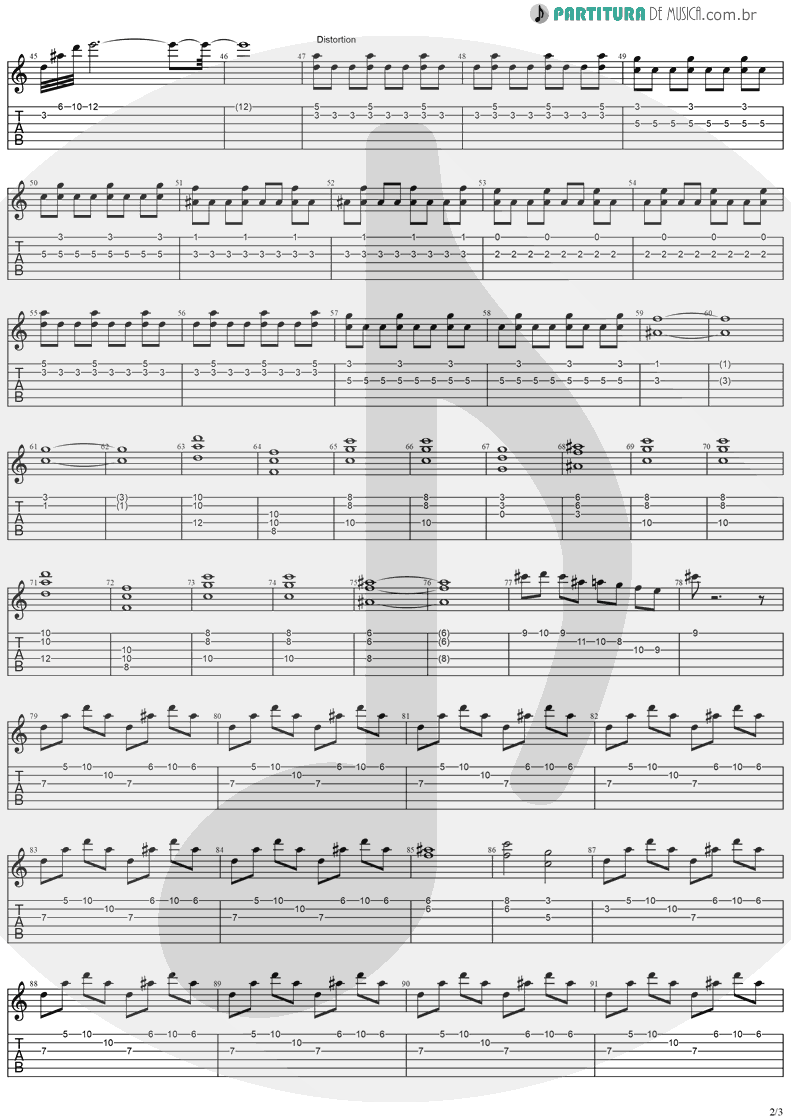 Tablatura + Partitura de musica de Guitarra Elétrica - SOS | Stratovarius | Destiny 1998 - pag 2