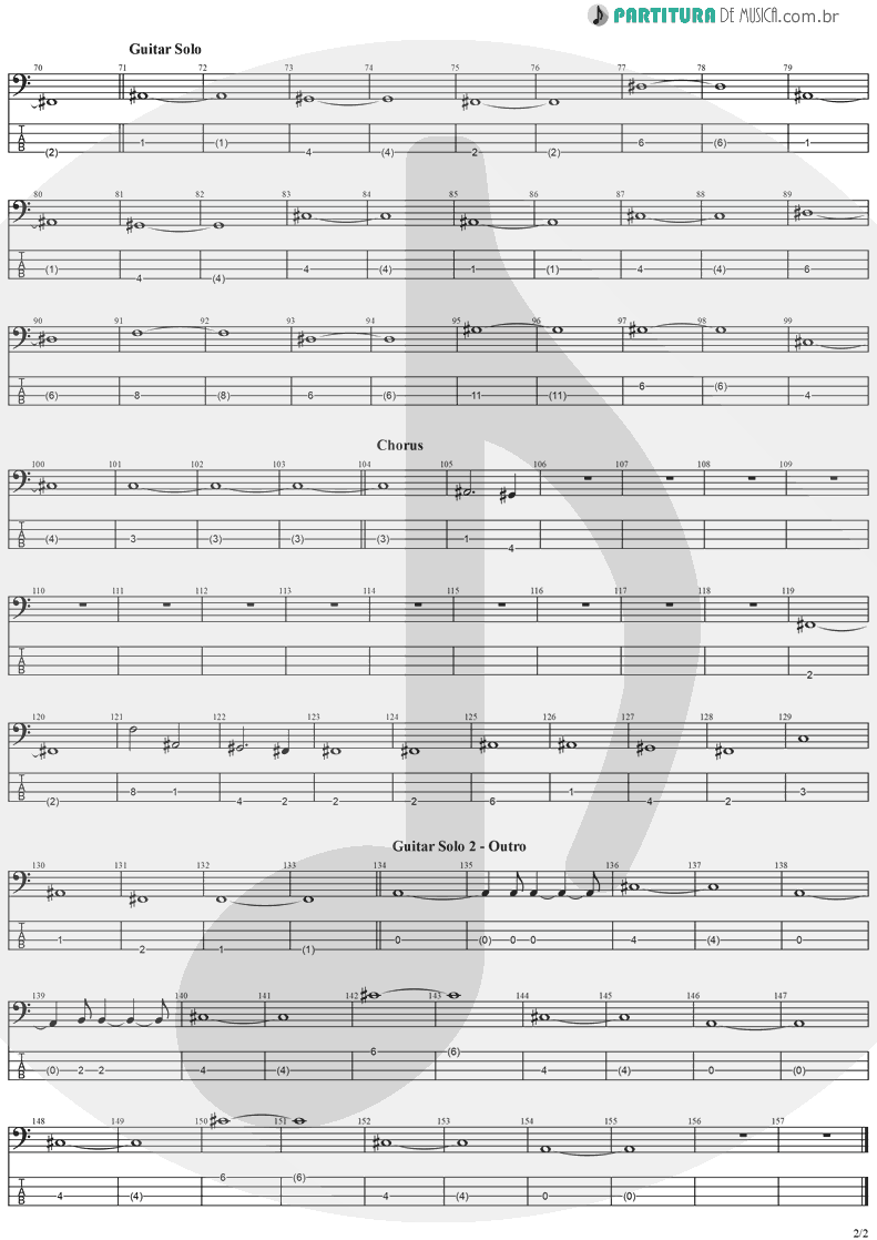 Tablatura + Partitura de musica de Baixo Elétrico - Years Go By | Stratovarius | Destiny 1998 - pag 2