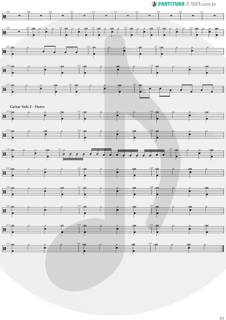 Partitura de musica de Bateria - Years Go By | Stratovarius | Destiny 1998 - pag 2