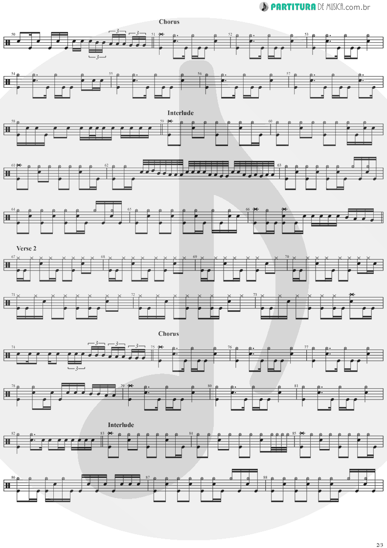 Partitura de musica de Bateria - Dreamweaver | Stratovarius | Elements, Pt. 2 1998 - pag 2