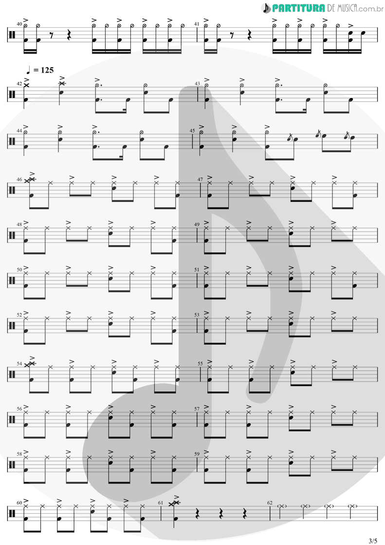 Partitura de musica de Bateria - Chop Suey! | System Of A Down | Toxicity 2001 - pag 3