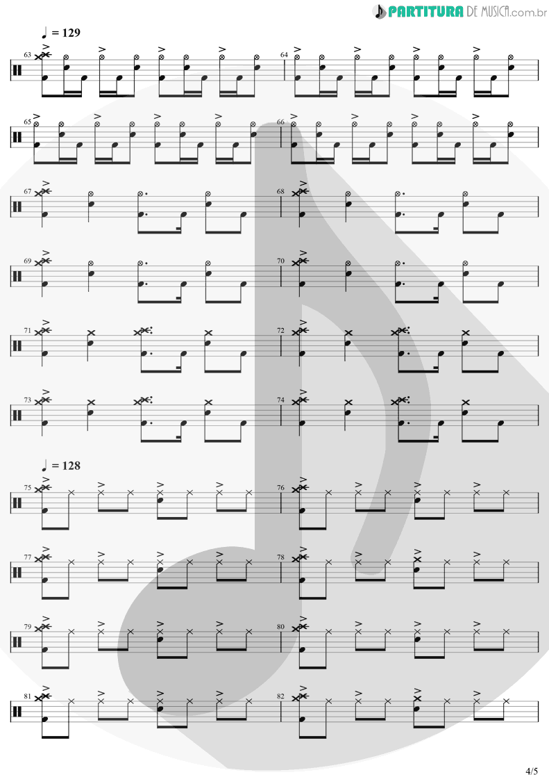 Partitura de musica de Bateria - Chop Suey! | System Of A Down | Toxicity 2001 - pag 4