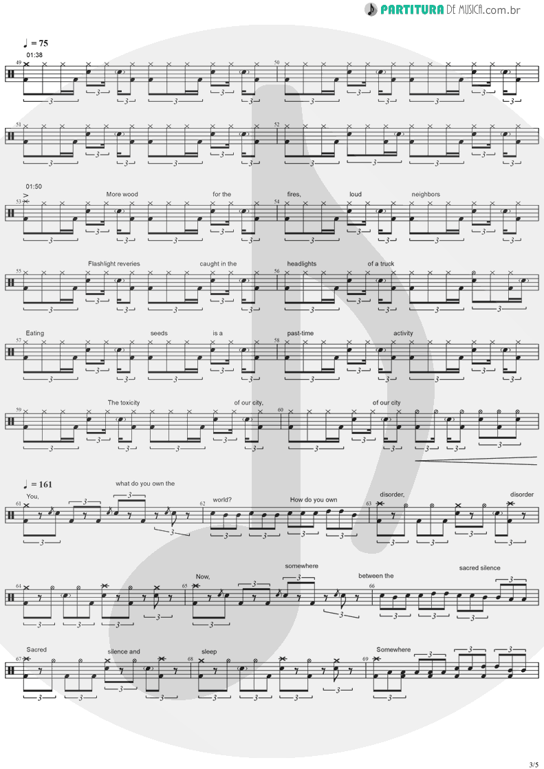 Partitura de musica de Bateria - Toxicity | System Of A Down | Toxicity 2001 - pag 3