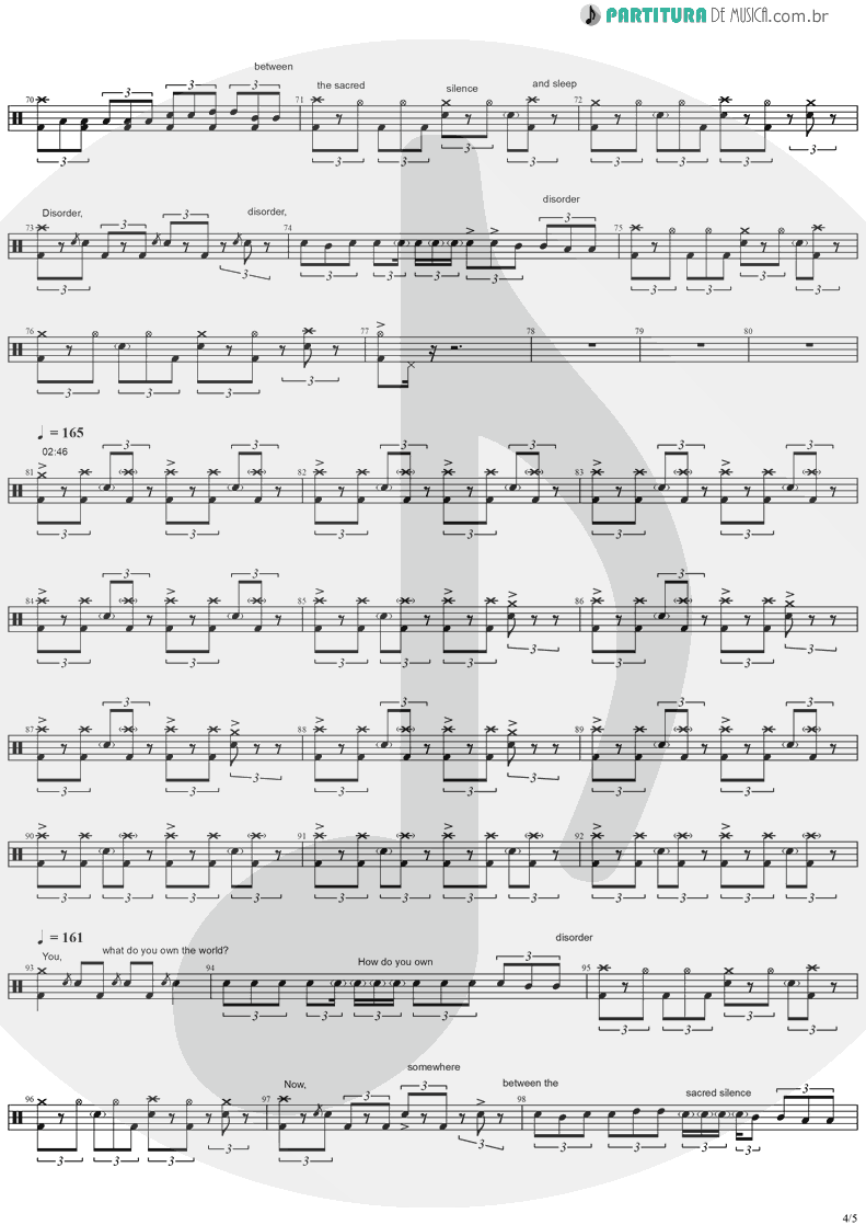 Partitura de musica de Bateria - Toxicity | System Of A Down | Toxicity 2001 - pag 4