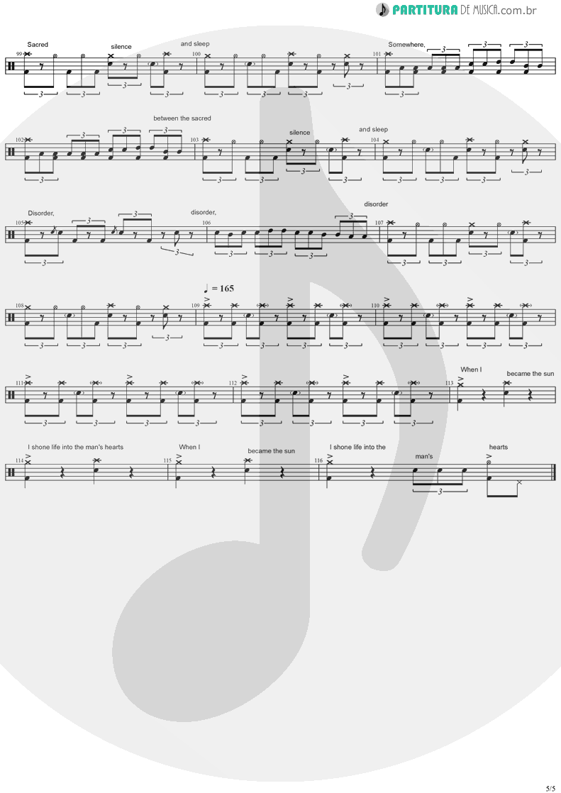 Partitura de musica de Bateria - Toxicity | System Of A Down | Toxicity 2001 - pag 5