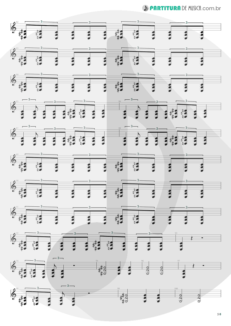 Partitura de musica de Guitarra Elétrica - Toxicity | System Of A Down | Toxicity 2001 - pag 5