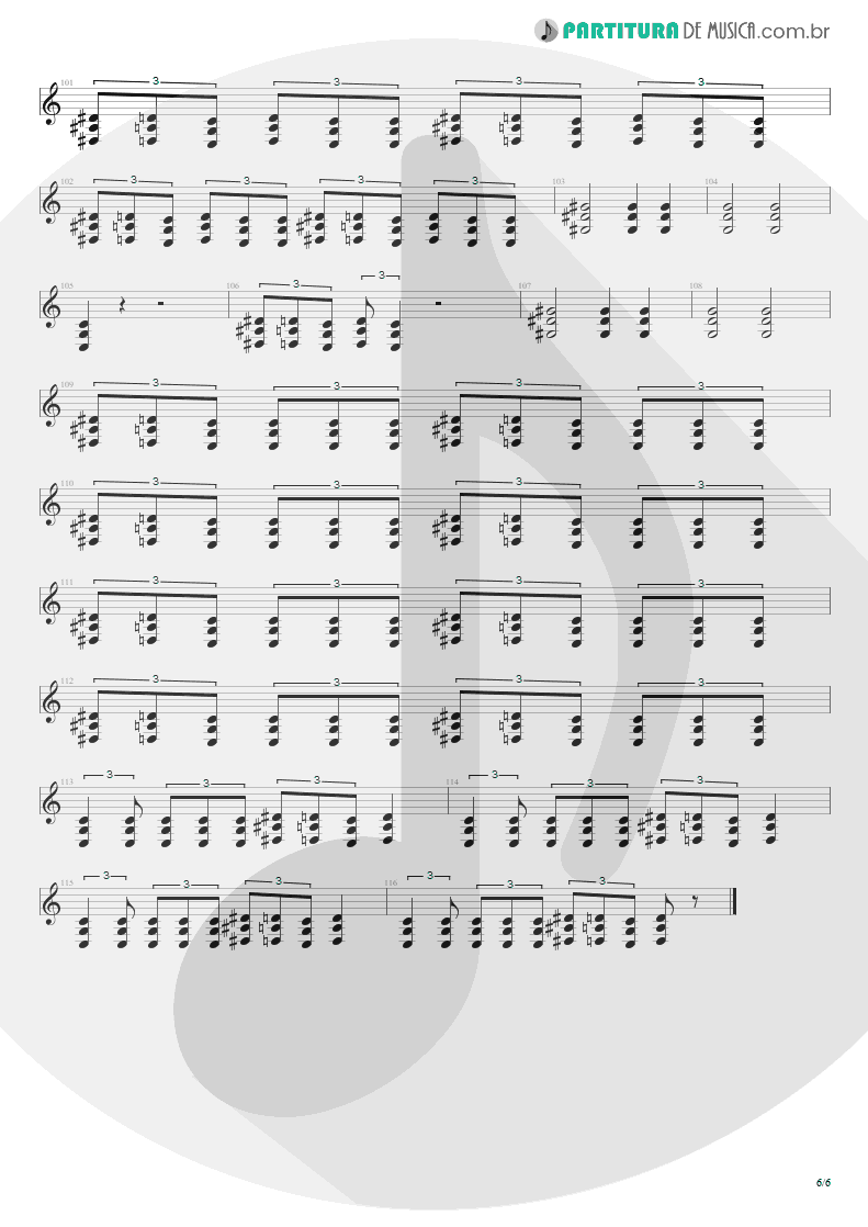 Partitura de musica de Guitarra Elétrica - Toxicity | System Of A Down | Toxicity 2001 - pag 6