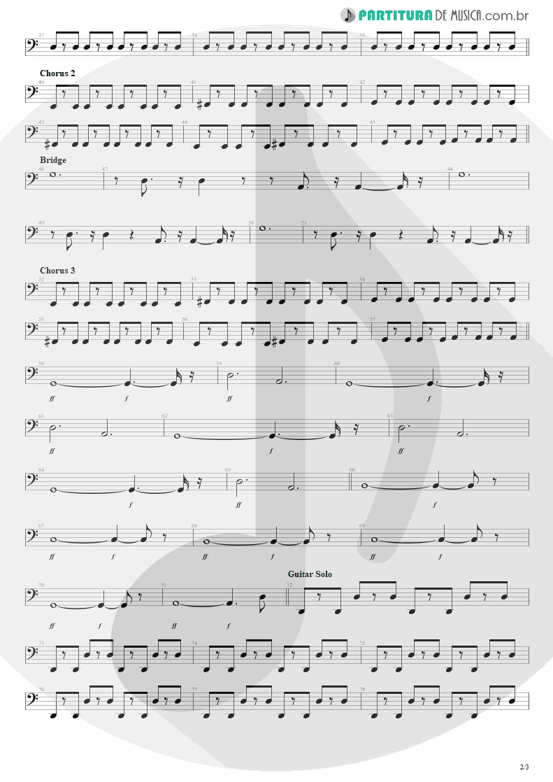 Partitura de musica de Baixo Elétrico - Everybody Wants To Rule The World | Tears for Fears | Songs from the Big Chair 1985 - pag 2