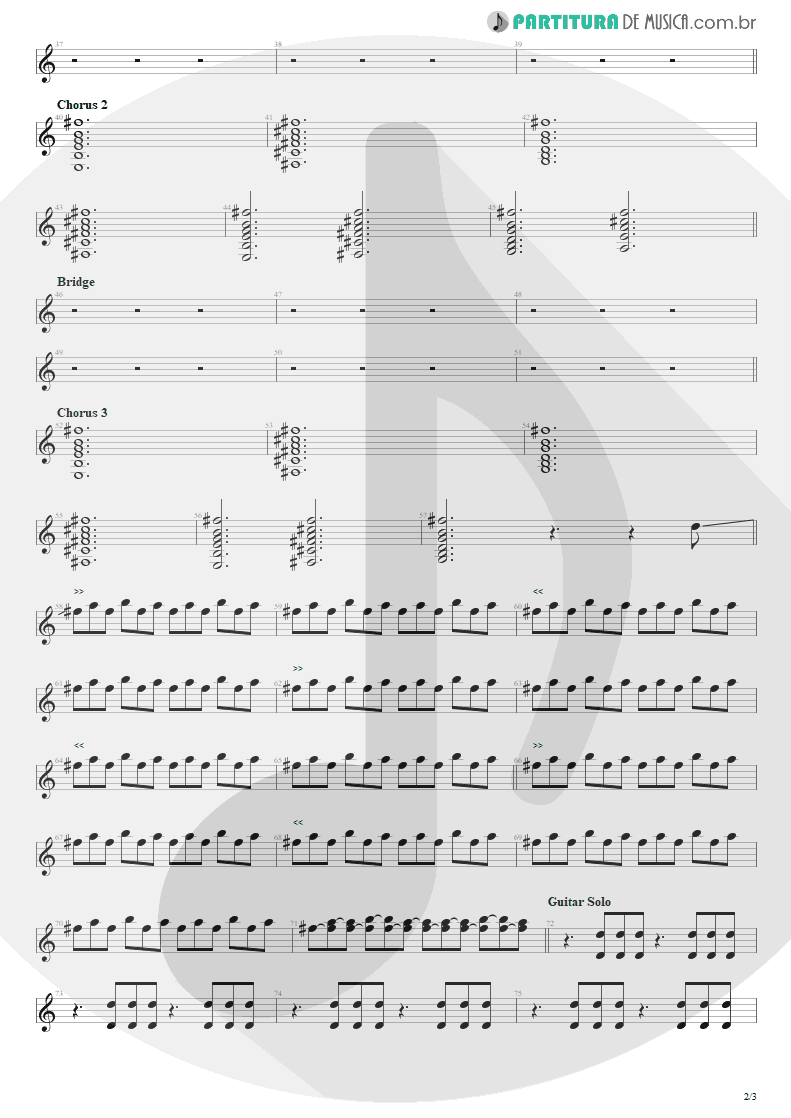 Partitura de musica de Guitarra Elétrica - Everybody Wants To Rule The World | Tears for Fears | Songs from the Big Chair 1985 - pag 2