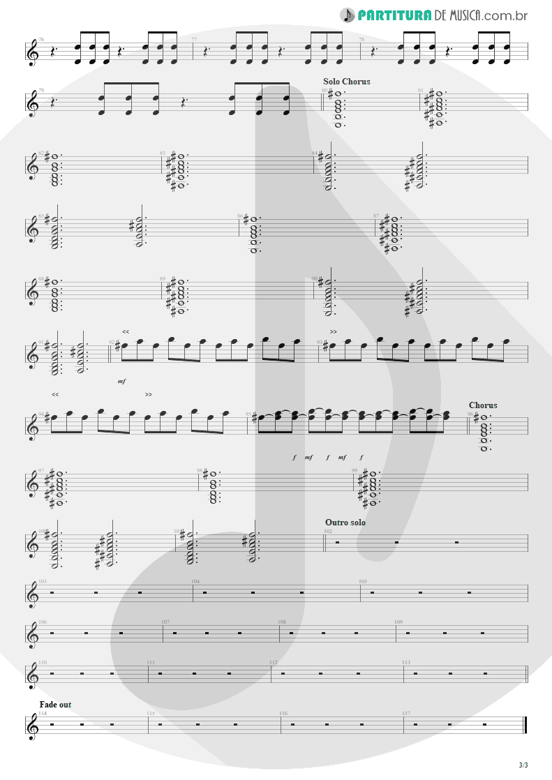 Partitura de musica de Guitarra Elétrica - Everybody Wants To Rule The World | Tears for Fears | Songs from the Big Chair 1985 - pag 3