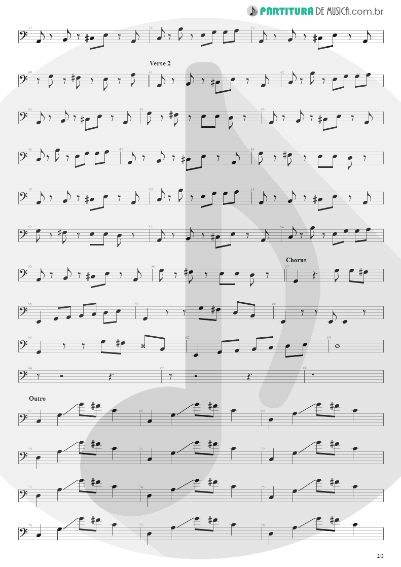 Partitura de musica de Baixo Elétrico - Head Over Heels | Tears for Fears | Songs from the Big Chair 1985 - pag 2