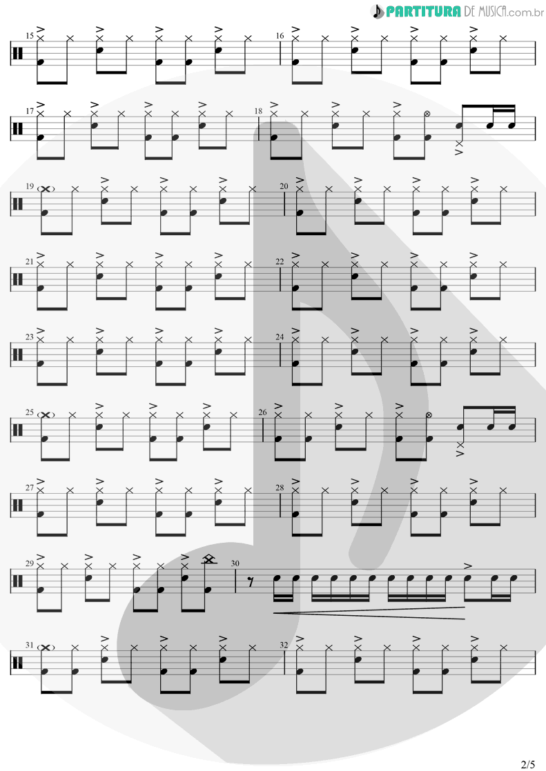 Partitura de musica de Bateria - Head Over Heels | Tears for Fears | Songs from the Big Chair 1985 - pag 2