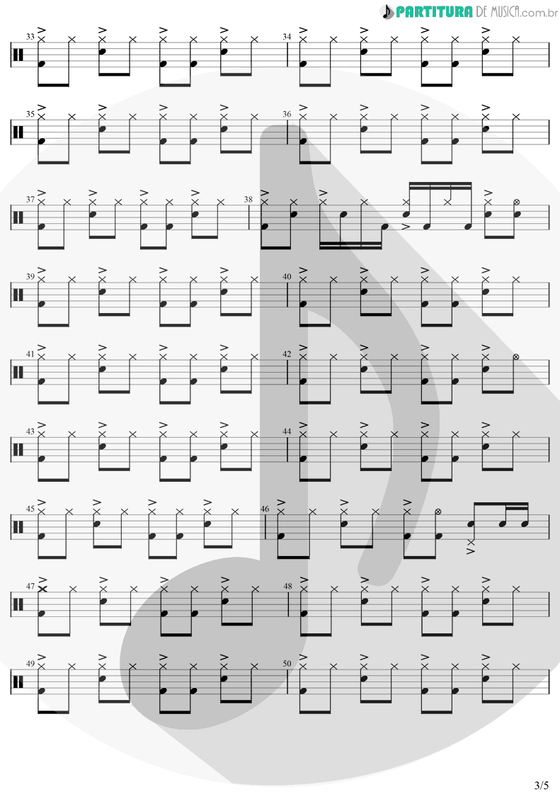 Partitura de musica de Bateria - Head Over Heels | Tears for Fears | Songs from the Big Chair 1985 - pag 3