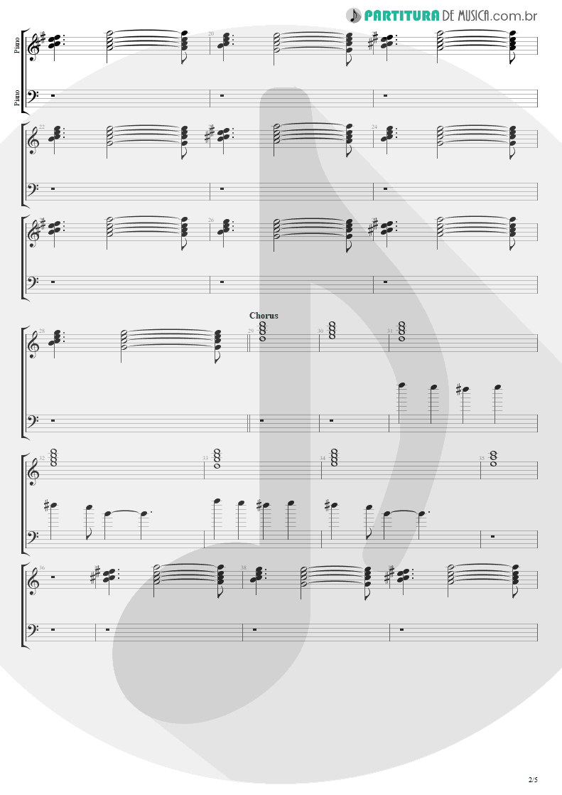 Partitura de musica de Piano - Head Over Heels | Tears for Fears | Songs from the Big Chair 1985 - pag 2