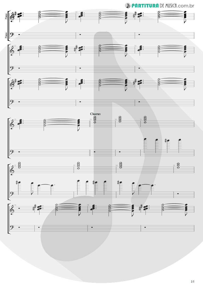 Partitura de musica Piano Head Over Heels Tears for Fears Songs