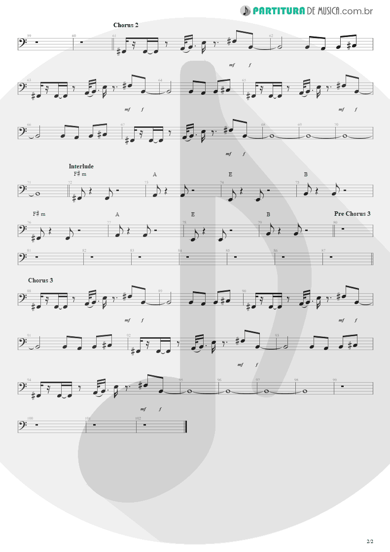 Partitura de musica de Baixo Elétrico - Mad World | Tears for Fears | Tears Roll Down - Greatest Hits 82-92 1992 - pag 2