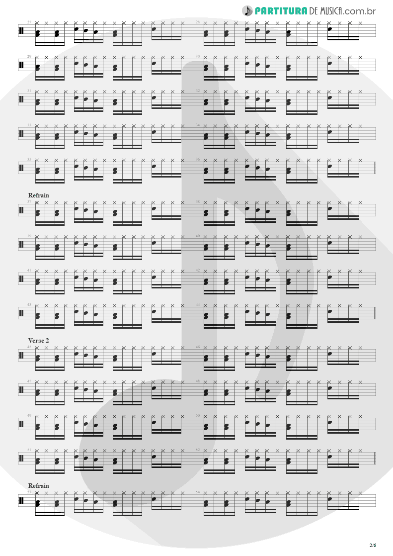 Partitura de musica de Bateria - Shout | Tears for Fears | Tears Roll Down - Greatest Hits 82-92 1992 - pag 2