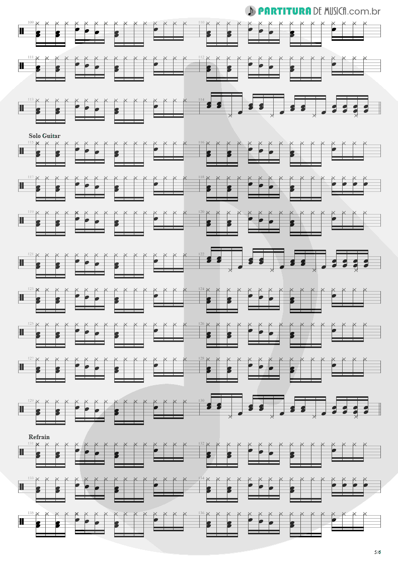 Partitura de musica de Bateria - Shout | Tears for Fears | Tears Roll Down - Greatest Hits 82-92 1992 - pag 5