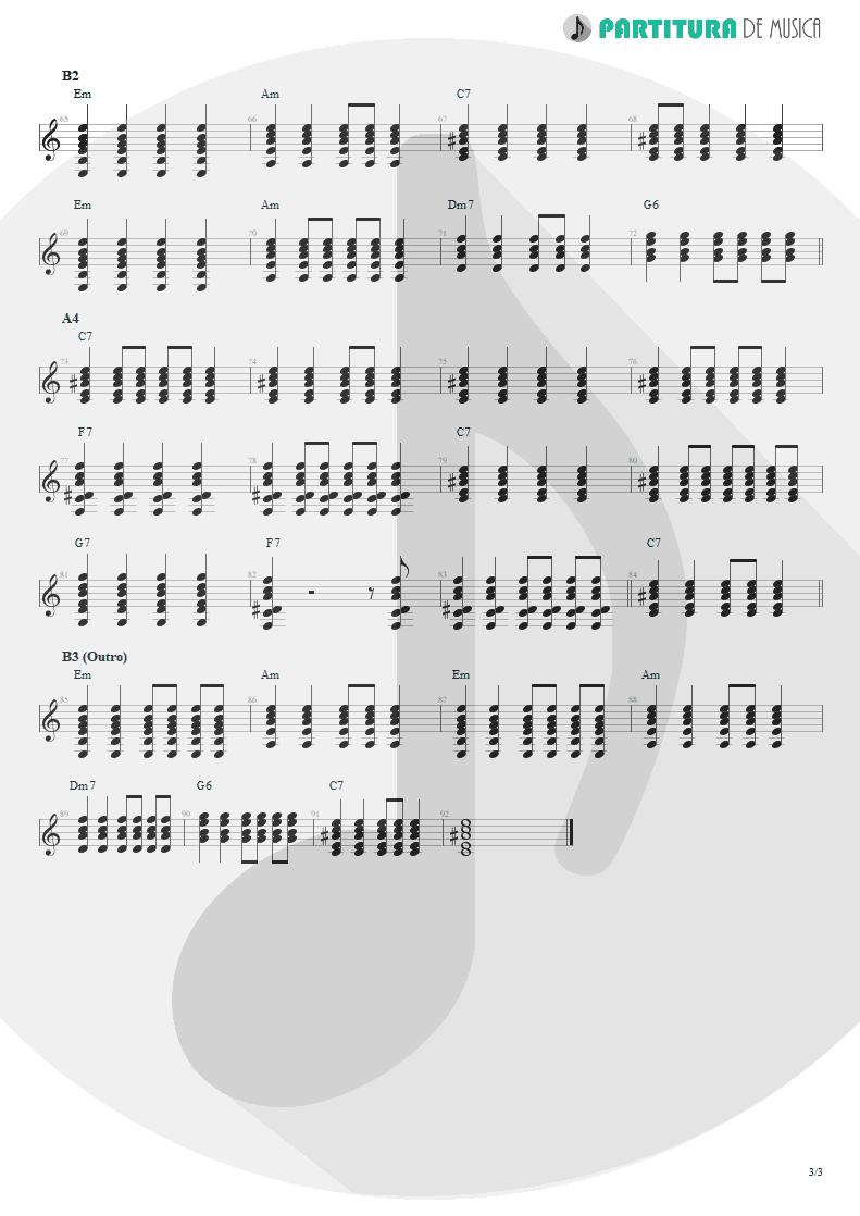 Partitura de musica de Guitarra Elétrica - Can´t Buy Me Love | The Beatles | A Hard Day's Night 1964 - pag 3