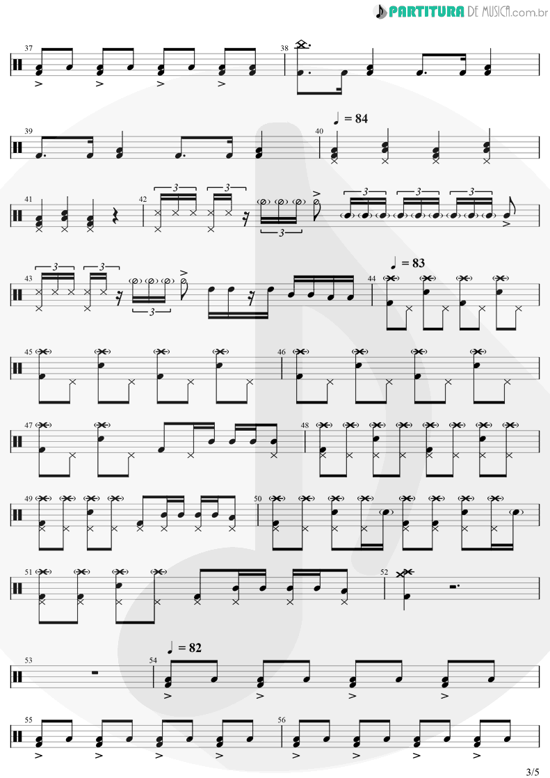 Partitura de musica de Bateria - Come Together | The Beatles | Abbey Road 1969 - pag 3