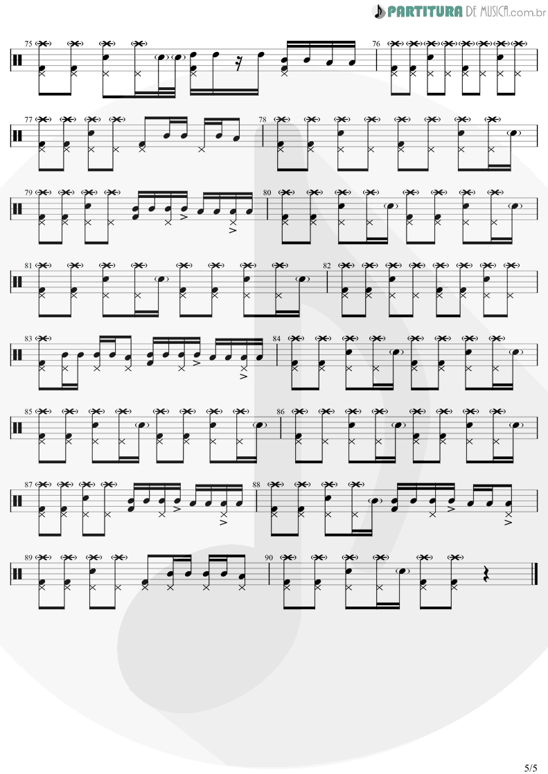 Partitura de musica de Bateria - Come Together | The Beatles | Abbey Road 1969 - pag 5