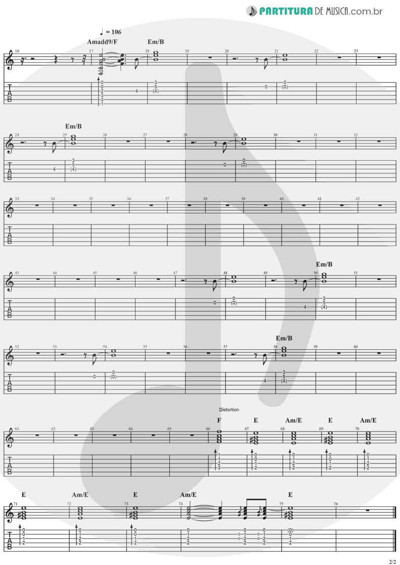 Tablatura + Partitura de musica de Guitarra Elétrica - Sunday | The Cranberries | Everybody Else Is Doing It, So Why Can't We? 1993 - pag 2