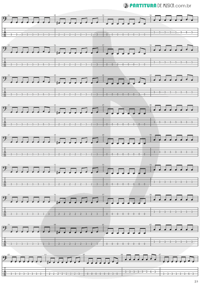 Tablatura + Partitura de musica de Baixo Elétrico - Zombie | The Cranberries | No Need to Argue 1994 - pag 2