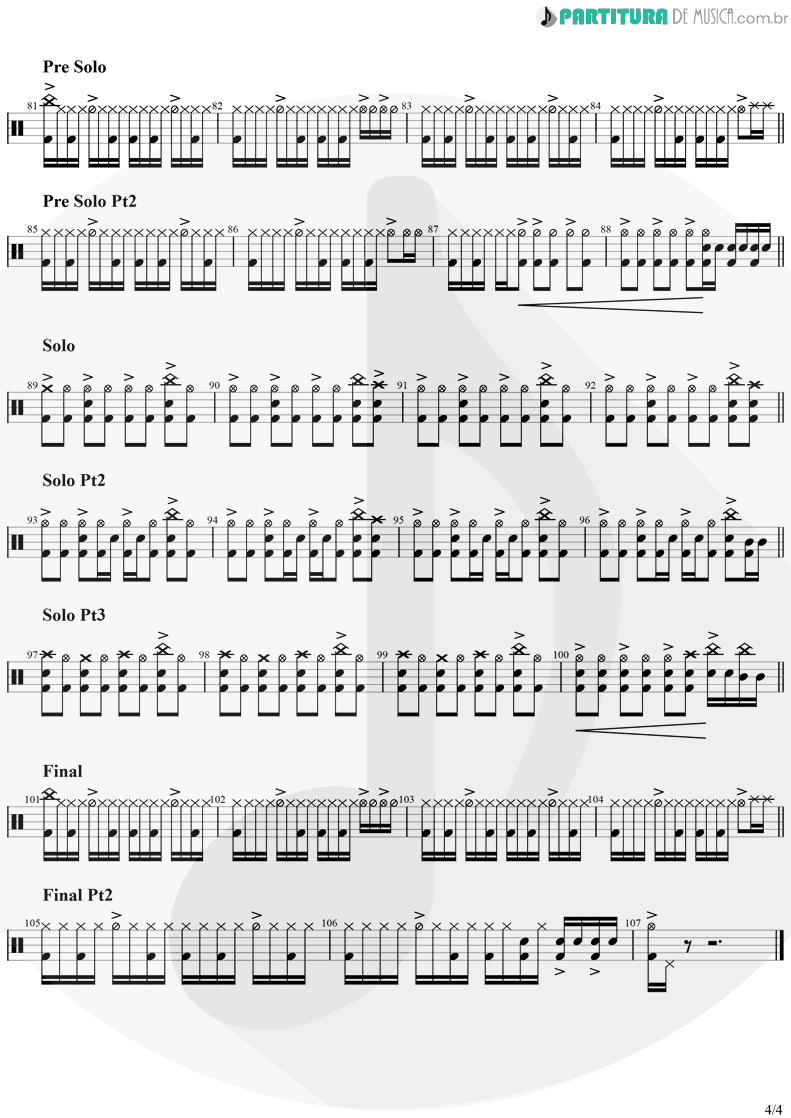 Partitura de musica de Bateria - Zombie | The Cranberries | No Need to Argue 1994 - pag 4