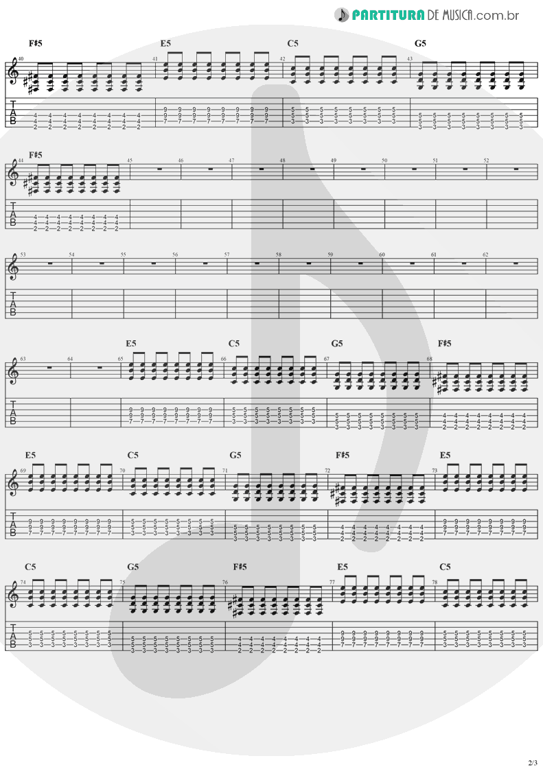 Tablatura + Partitura de musica de Guitarra Elétrica - Zombie | The Cranberries | No Need to Argue 1994 - pag 2