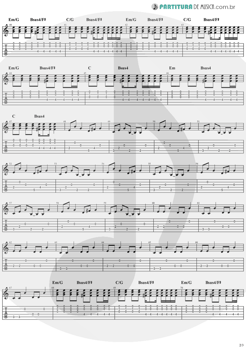 Tablatura + Partitura de musica de Violão - Electric Blue | The Cranberries | To the Faithful Departed 1996 - pag 2
