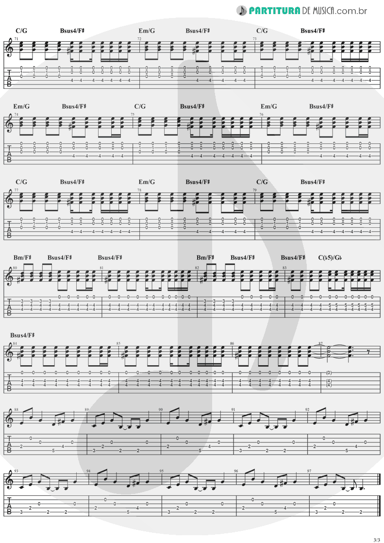 Partitura para Violão Electric Blue The Cranberries download grátis em