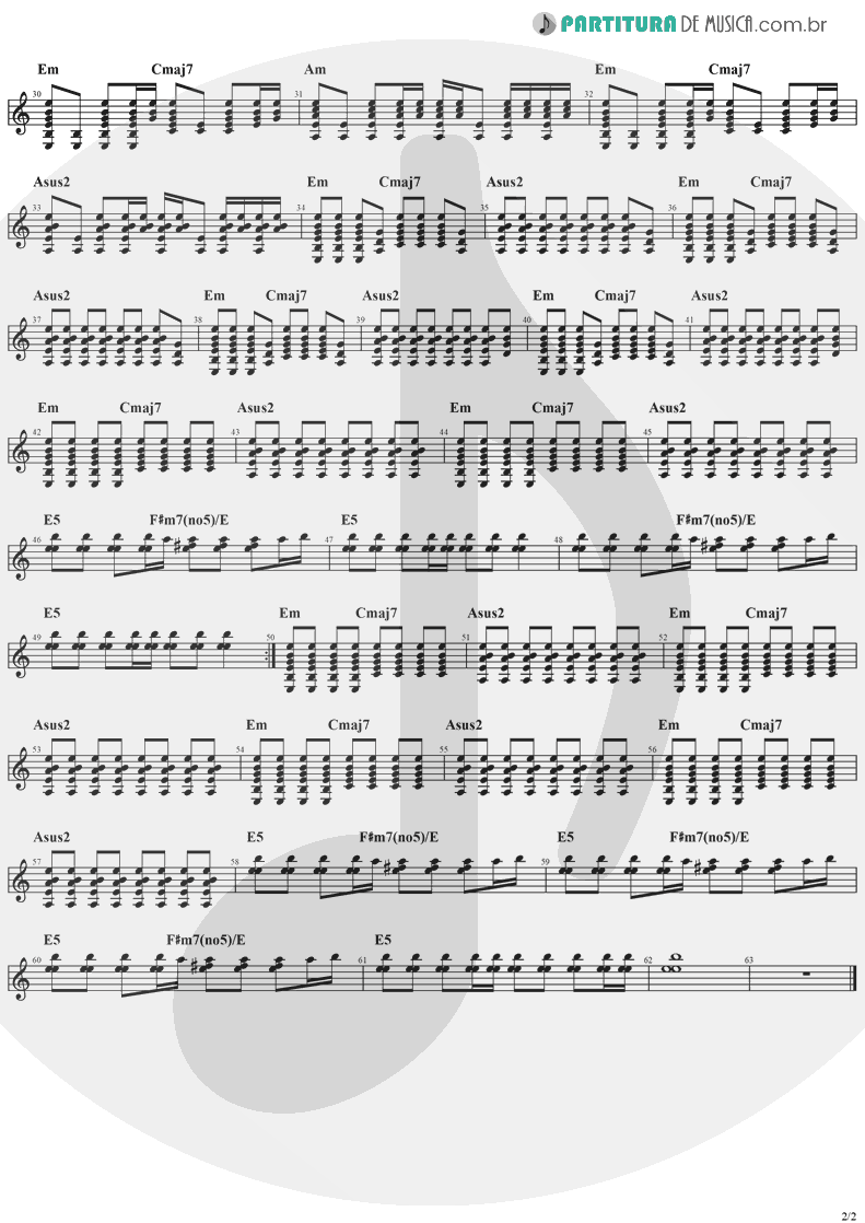 Partitura de musica de Guitarra Elétrica - Hollywood | The Cranberries | To the Faithful Departed 1996 - pag 2