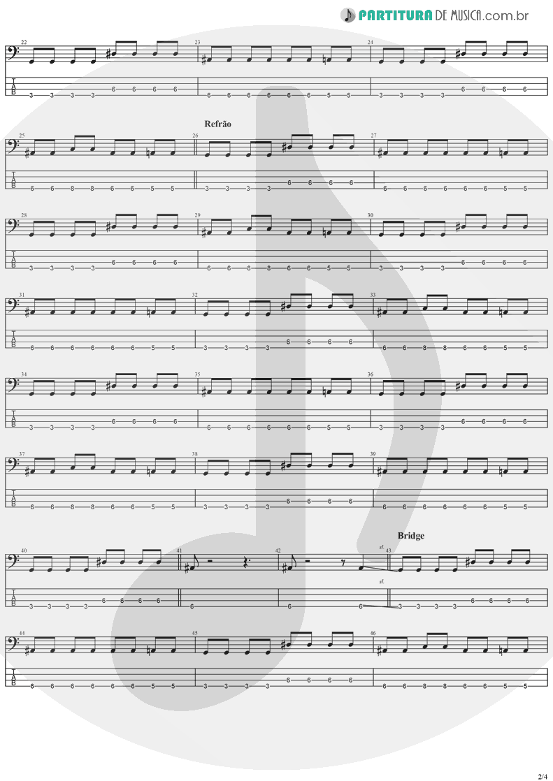 Tablatura + Partitura de musica de Baixo Elétrico - Salvation | The Cranberries | To the Faithful Departed 1996 - pag 2