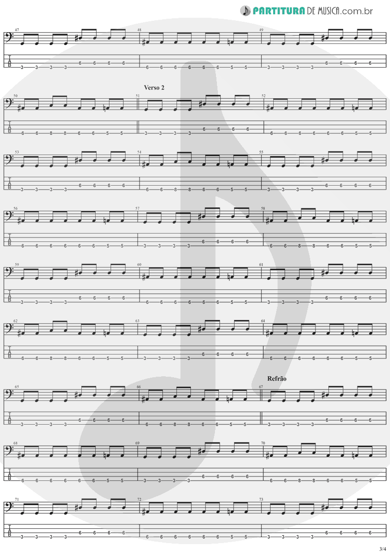 Tablatura + Partitura de musica de Baixo Elétrico - Salvation | The Cranberries | To the Faithful Departed 1996 - pag 3