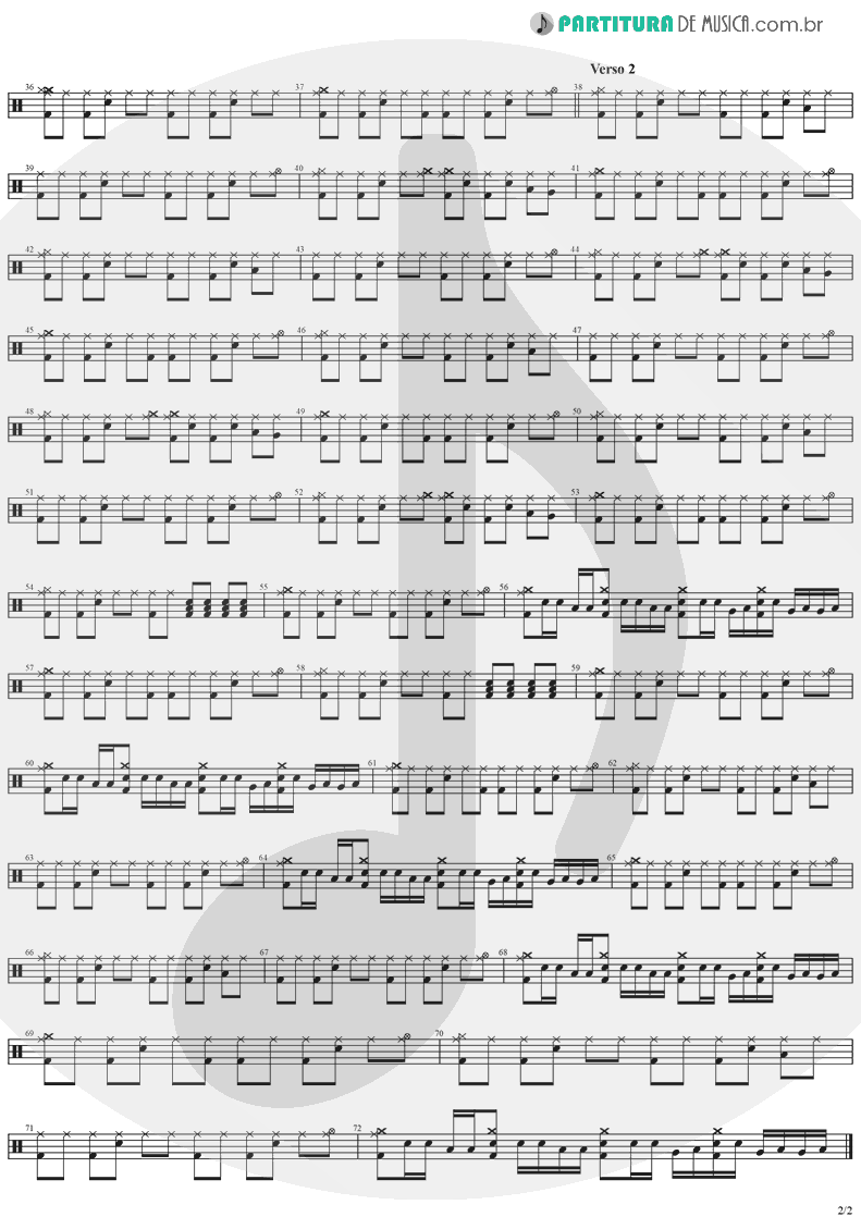 Partitura de musica de Bateria - When You're Gone | The Cranberries | To the Faithful Departed 1996 - pag 2