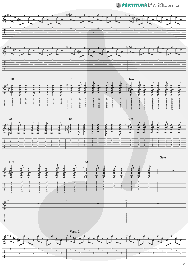Tablatura + Partitura de musica de Guitarra Elétrica - When You're Gone | The Cranberries | To the Faithful Departed 1996 - pag 2