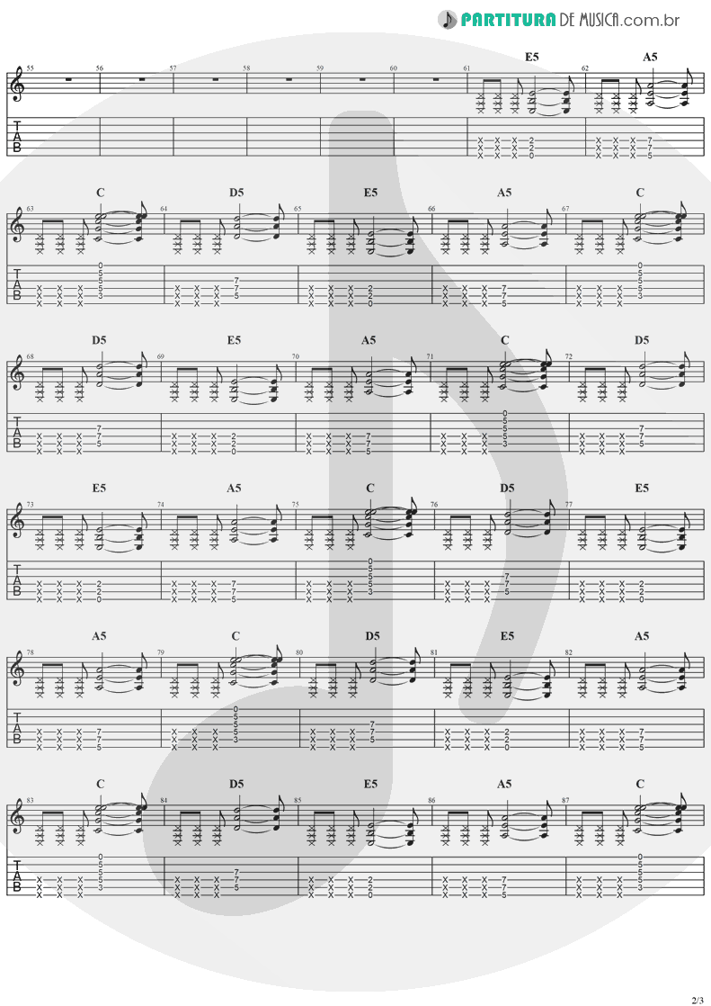 Tablatura + Partitura de musica de Guitarra Elétrica - Animal Instinct | The Cranberries | Bury the Hatchet 1999 - pag 2