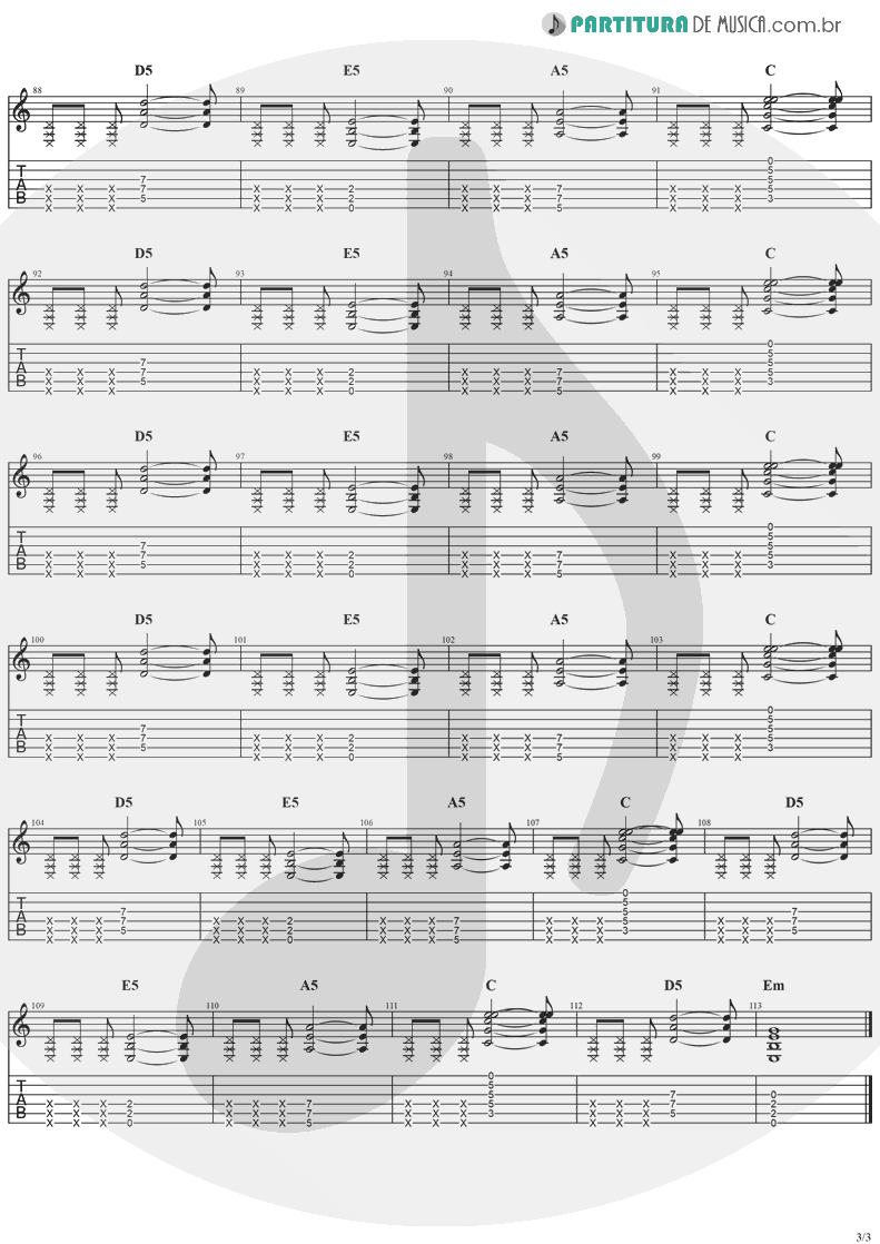 Tablatura + Partitura de musica de Guitarra Elétrica - Animal Instinct | The Cranberries | Bury the Hatchet 1999 - pag 3