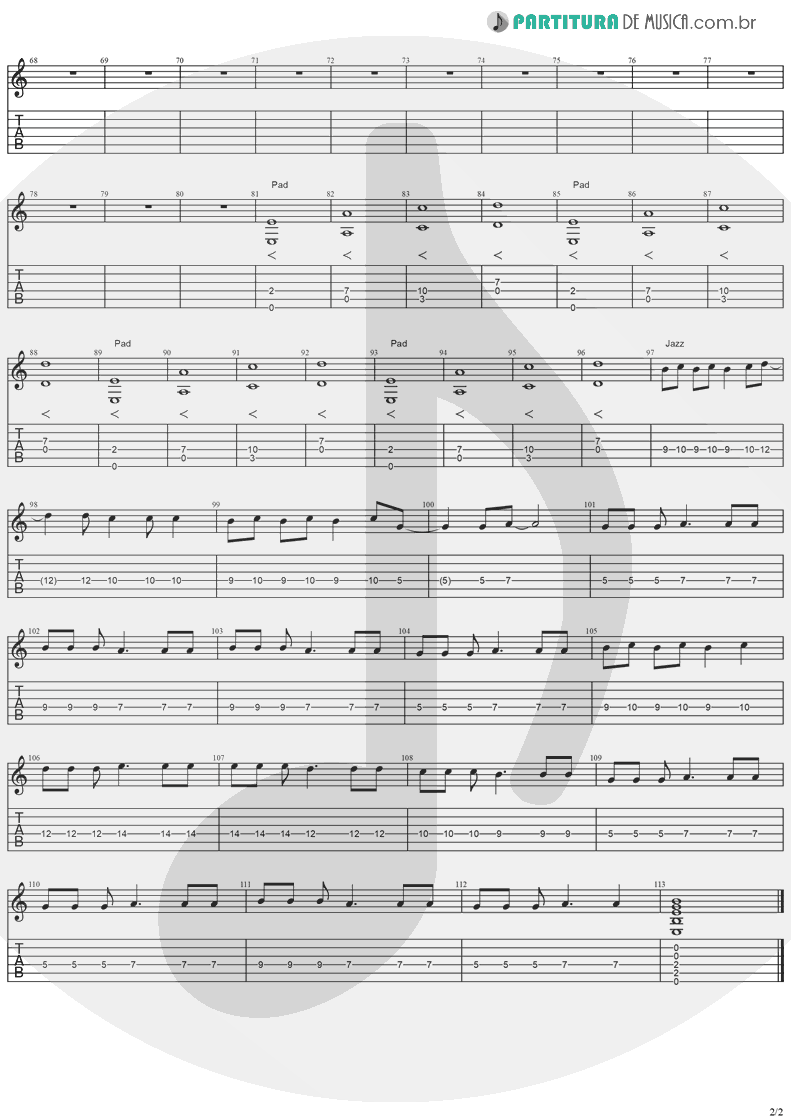 Tablatura + Partitura de musica de Guitarra Elétrica - Animal Instinct | The Cranberries | Bury the Hatchet 1999 - pag 2