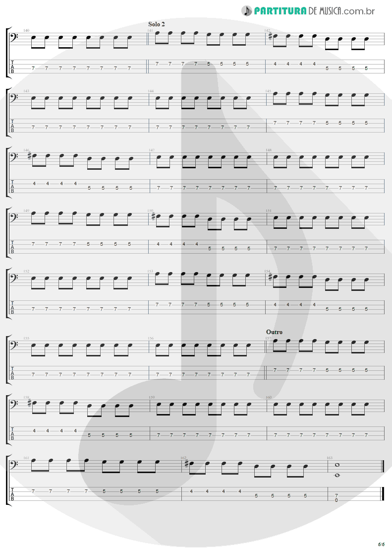 Tablatura + Partitura de musica de Baixo Elétrico - 11 O'Clock Tick Tock | U2 | Under a Blood Red Sky 1983 - pag 6