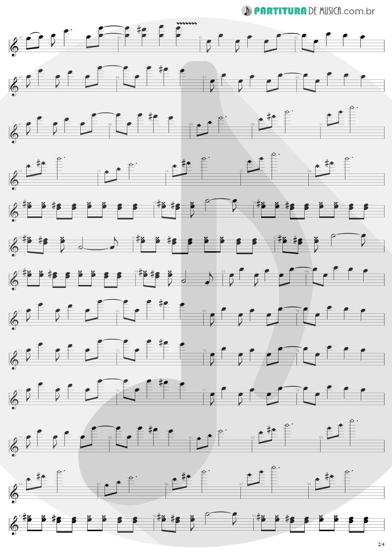 Partitura de musica de Guitarra Elétrica - 11 O'Clock Tick Tock | U2 | Under a Blood Red Sky 1983 - pag 2