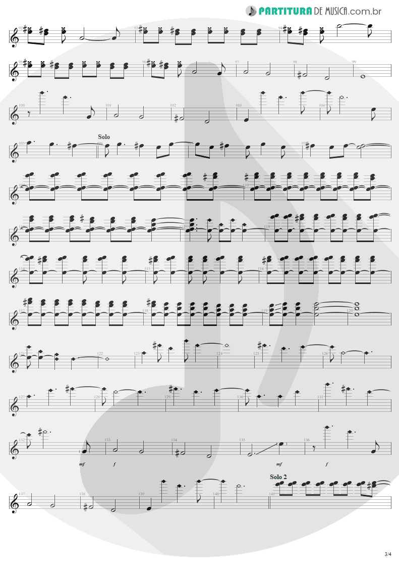 Partitura de musica de Guitarra Elétrica - 11 O'Clock Tick Tock | U2 | Under a Blood Red Sky 1983 - pag 3