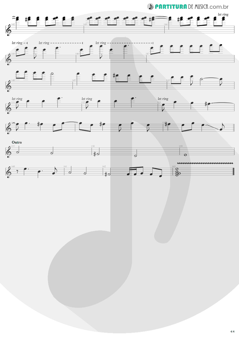 Partitura de musica de Guitarra Elétrica - 11 O'Clock Tick Tock | U2 | Under a Blood Red Sky 1983 - pag 4