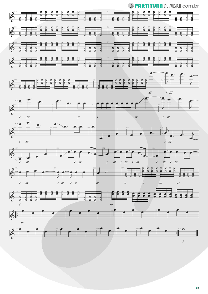 Partitura de musica de Guitarra Elétrica - New Years Day | U2 | War 1983 - pag 3