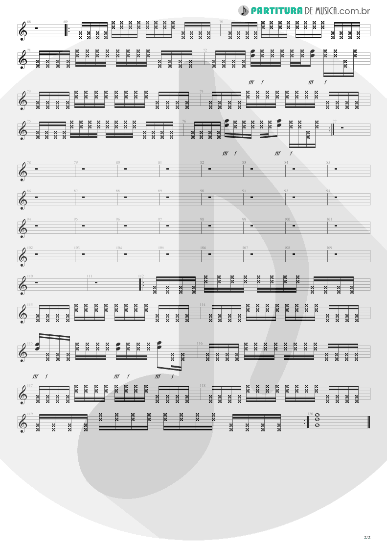 Partitura de musica de Guitarra Elétrica - New Years Day | U2 | War 1983 - pag 2