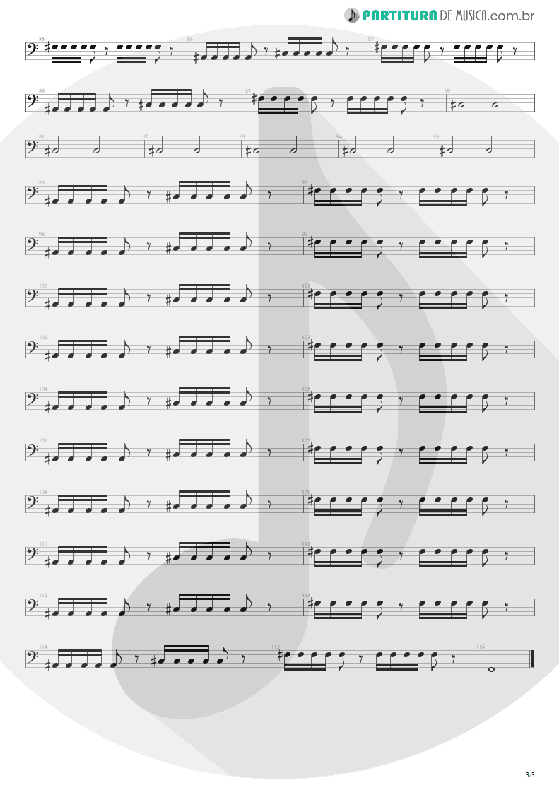 Partitura de musica de Baixo Elétrico - Sunday Bloody Sunday | U2 | War 1983 - pag 3