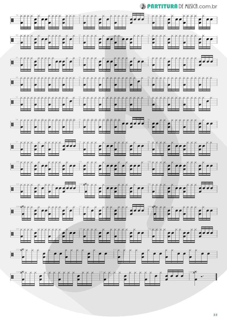 Partitura de musica de Bateria - Sunday Bloody Sunday | U2 | War 1983 - pag 3