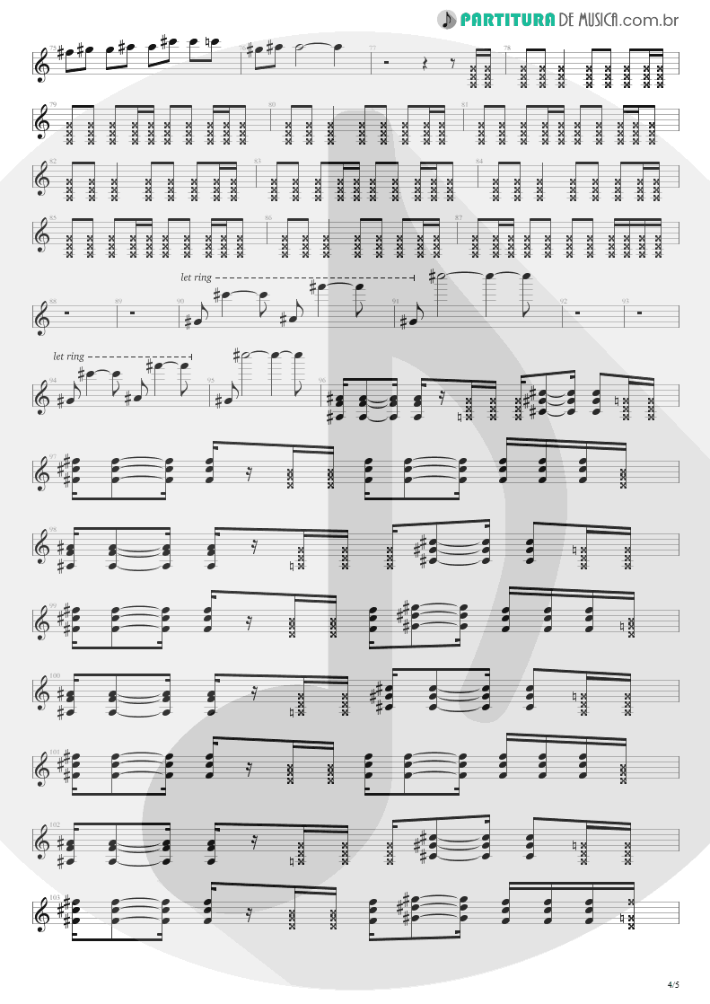 Partitura de musica de Guitarra Elétrica - Sunday Bloody Sunday | U2 | War 1983 - pag 4