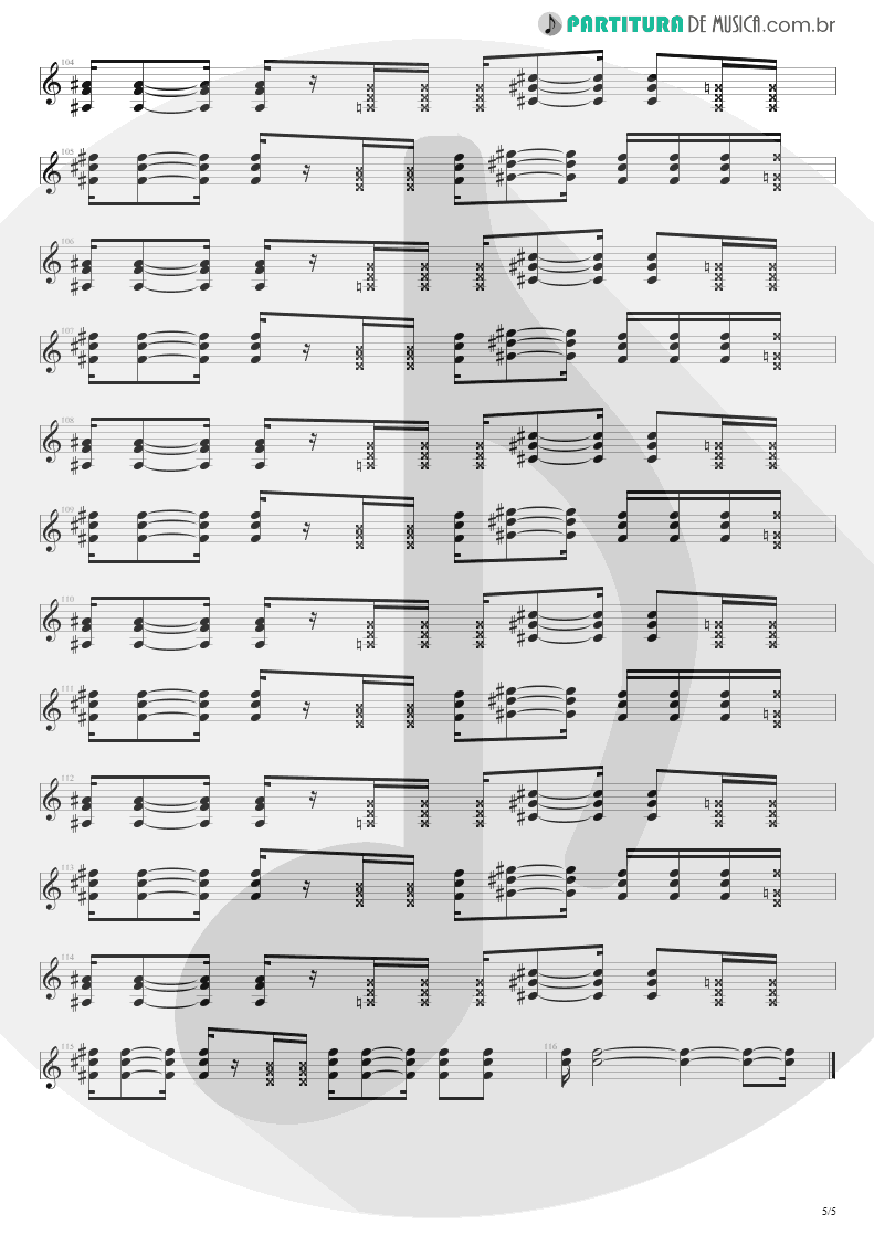 Partitura de musica de Guitarra Elétrica - Sunday Bloody Sunday | U2 | War 1983 - pag 5