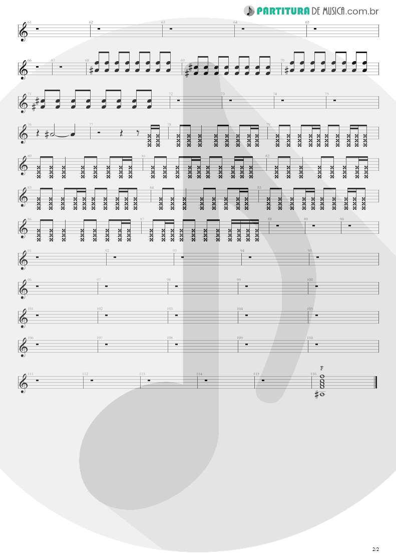 Partitura de musica de Guitarra Elétrica - Sunday Bloody Sunday | U2 | War 1983 - pag 2